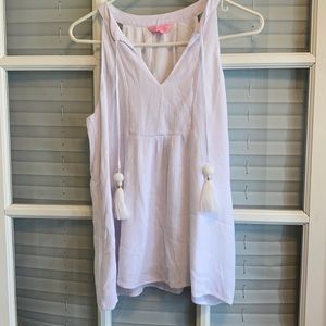 Tank top, tie neck crinkle material